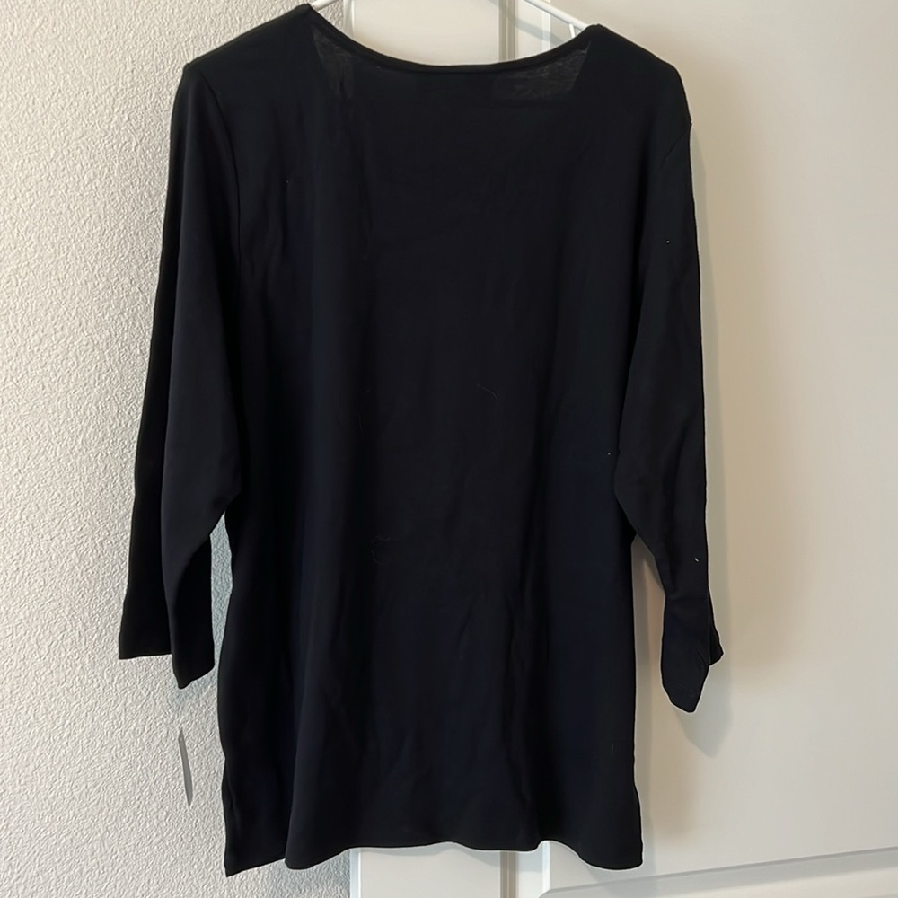 Karen Scott NWT. 1X black shirt with fall pumpkin - Picture 6 of 6